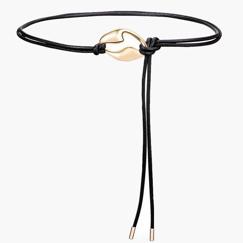 French Vintage Metal Waist Belt For Dresses With Adjustable Ties For Casual And Office Wear