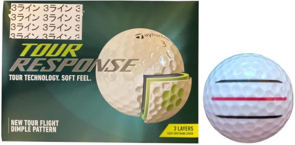 [HapirakiGolf Line] TaylorMade Tour Response with Lines (1 Dozen White, 3 Lines)