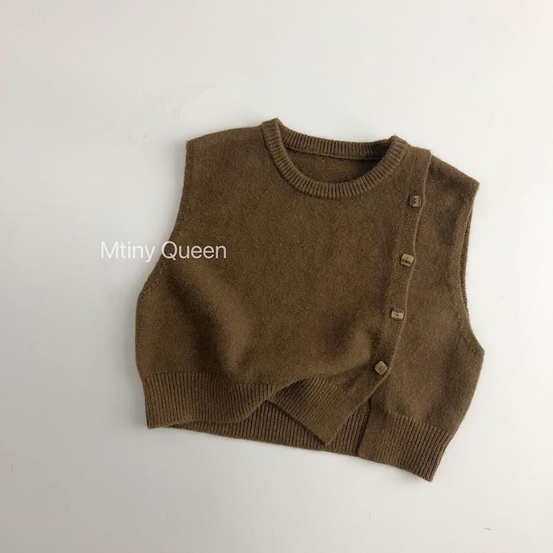 MtinyQueen Kids Knit Vest Solid Color Round Neck Sleeveless Sweater Boys Girls 80-130cm