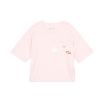 Sportliches lässiges lockeres kurzes T-Shirt mit kurzen Ärmeln für Damen Rosa CJ3481-699