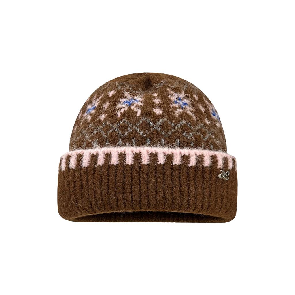 Big head circumference fashion versatile ear protection wool hat autumn and winter new retro jacquard Merad Fair Island knitted hat