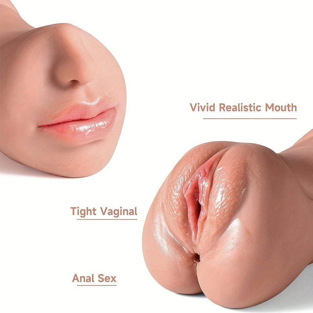 Munn Tunge teksturert vagina og stram anus for mannlige onaner sexleketøy for menn med 3D realistisk vagina bærbar sexdukke voksen sexleketøy