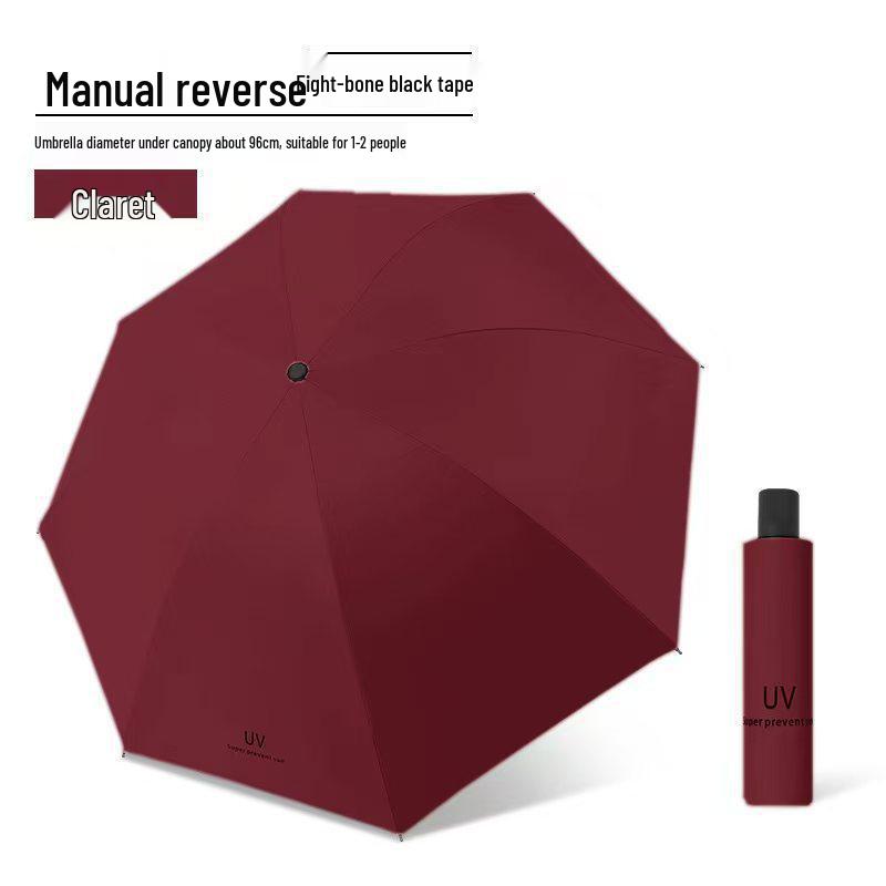 UV Protection Automatic Three-Fold Black Umbrella with Custom Logo for Men and Women