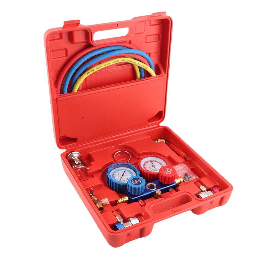 R134a Air Conditioner A C Manifold Gauge Set with 5ft Charging Hose Tool
