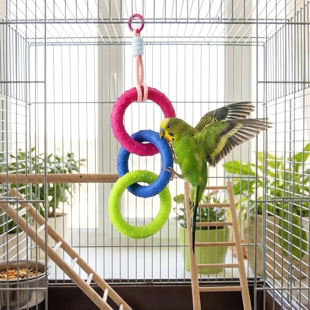 Bite Resistant Bird Cage Chew Toy Hanging Parrot Climbing Ring Enrichment Play