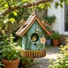 Garden Bird House Spacious Hole Hand-Painted Birdhouse Resin Waterproof Outdoor Hanging Birdhouse Sunproof for Bluebird Hummingbird Finch Cardinals