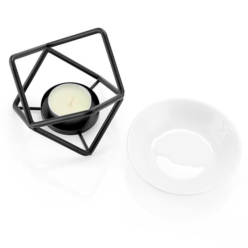 Aromatherapies Diffuser Wax Melt Burners with Ceramics Bowl Metal Tealight Holder Rack for Enhancing Home Aesthetic