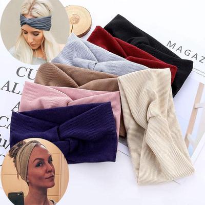 Einfarbige Frauen Mädchen Stirnband Twisted Knotted Elastic Haarband Haarschmuck Baby Stirnbänder