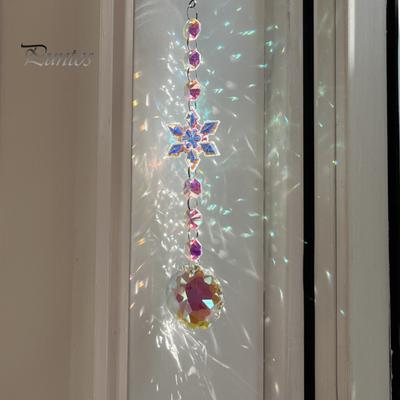 Falscher Kristall-Prisma für Balkon-Sonnenfänger, Hängender Sonnenfänger, Schneeflocken-Regenbogen-Macher Anhänger, Charmante Raumakzente Fenster, Zuhause Weihnachten