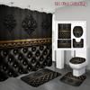 4-teiliges Duschvorhang-Set mit rutschfester Badematte, Toilettendeckelbezug, Kontur-Teppich & 12 Haken, Badezimmer