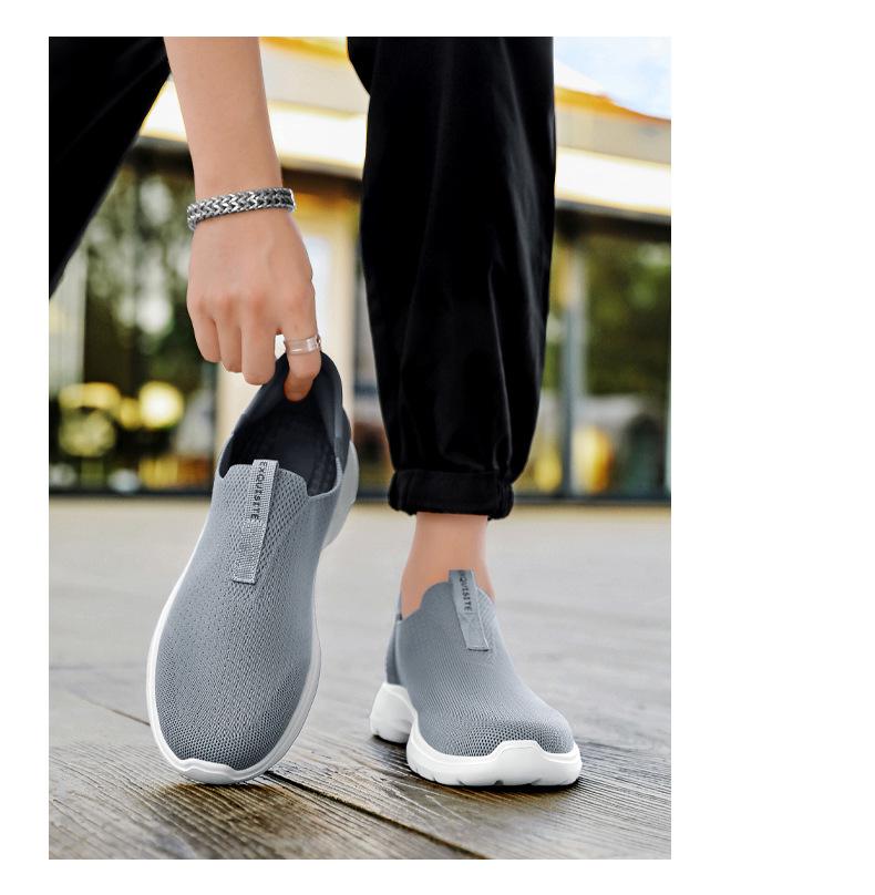 Men's Mesh Breathable Slip-on Casual Lightweight Shoes, Plus Size, Thick Sole, Outdoor Sports Footwear