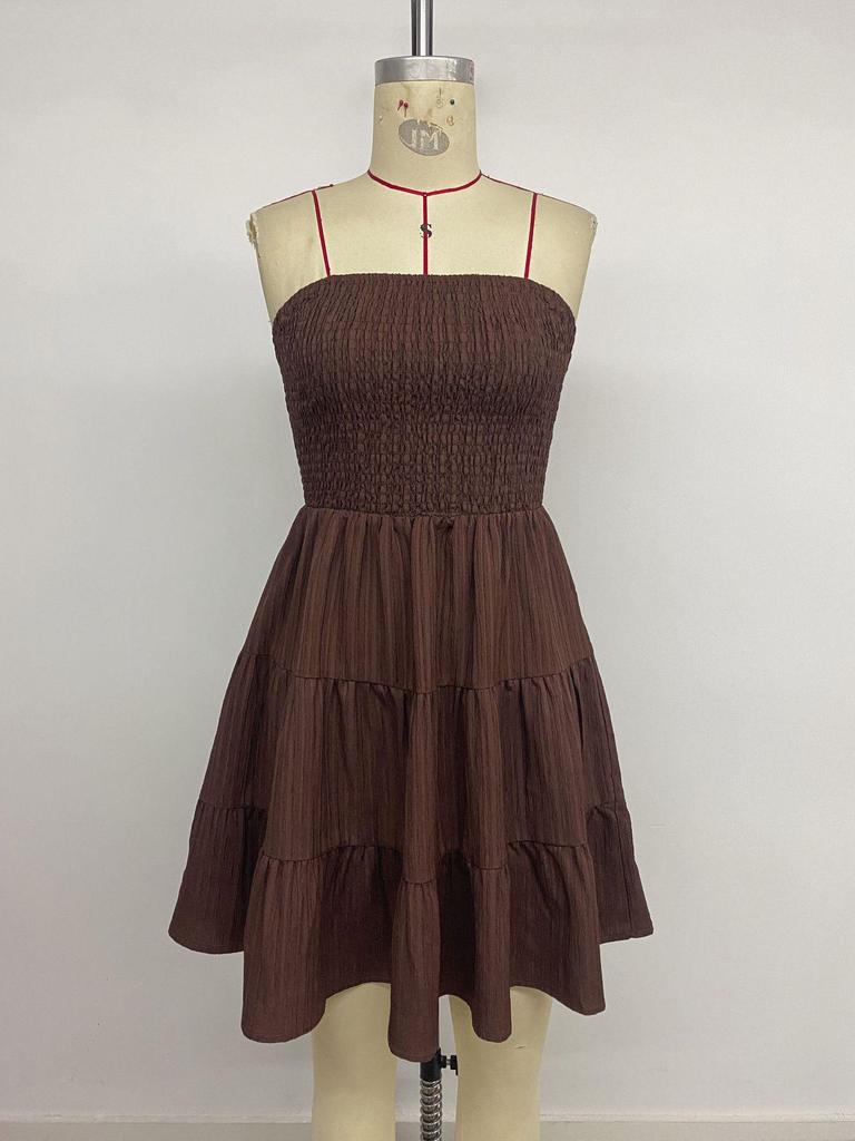 2026 Elegant Strapless Ruched Mini Dress: European & American Sleeveless, Backless Summer Style for Women