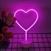 LED Heart-shaped Decorative Light Small Night Light Round Base Neon Light Living Room Bedroom Wedding Proposal Decoration Gift