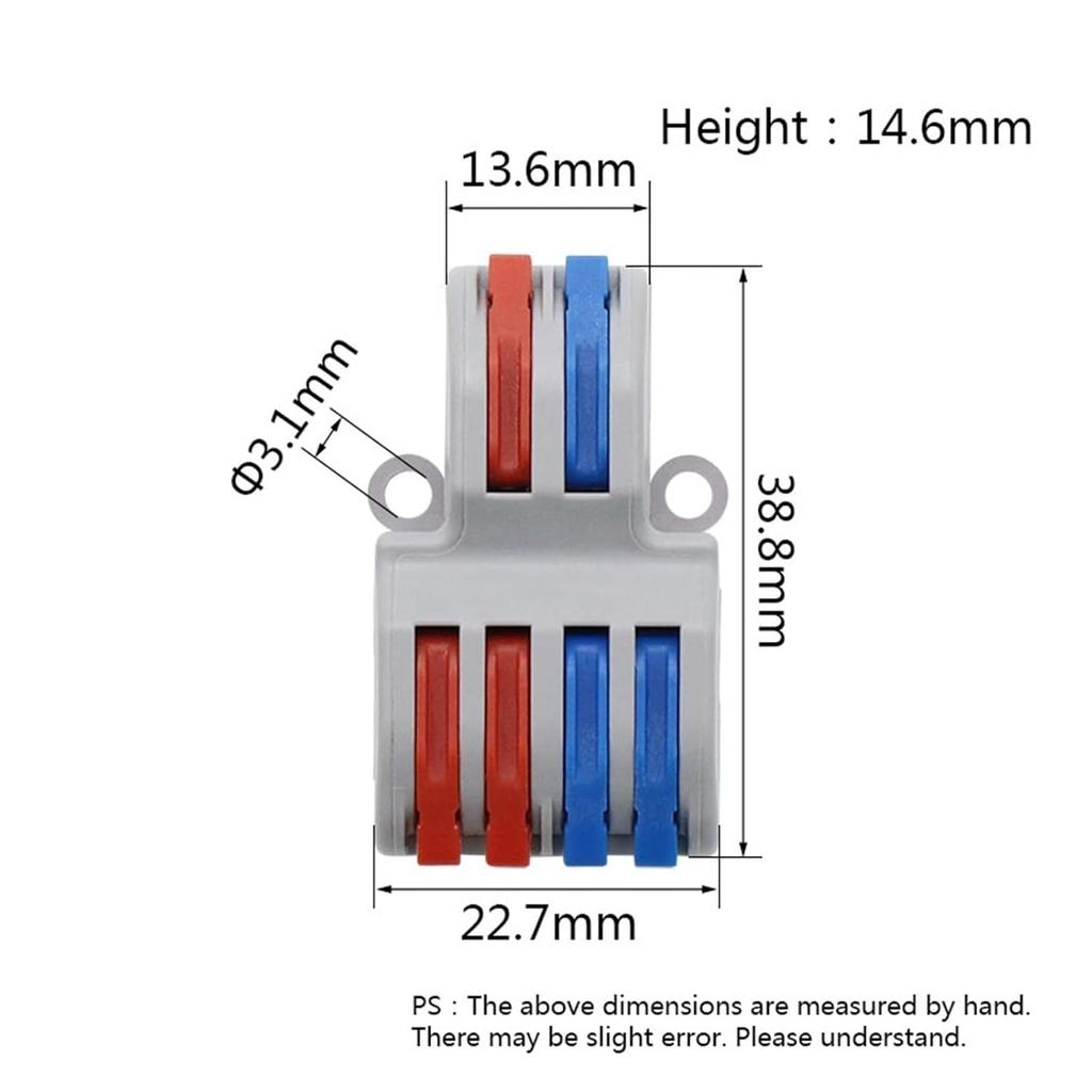 10pc SPL-42 2 In 4 Out Mini Quick Fast Wire Connector Universal Wiring Cable Connector Push-in Conductor Terminal Block LED Lamp