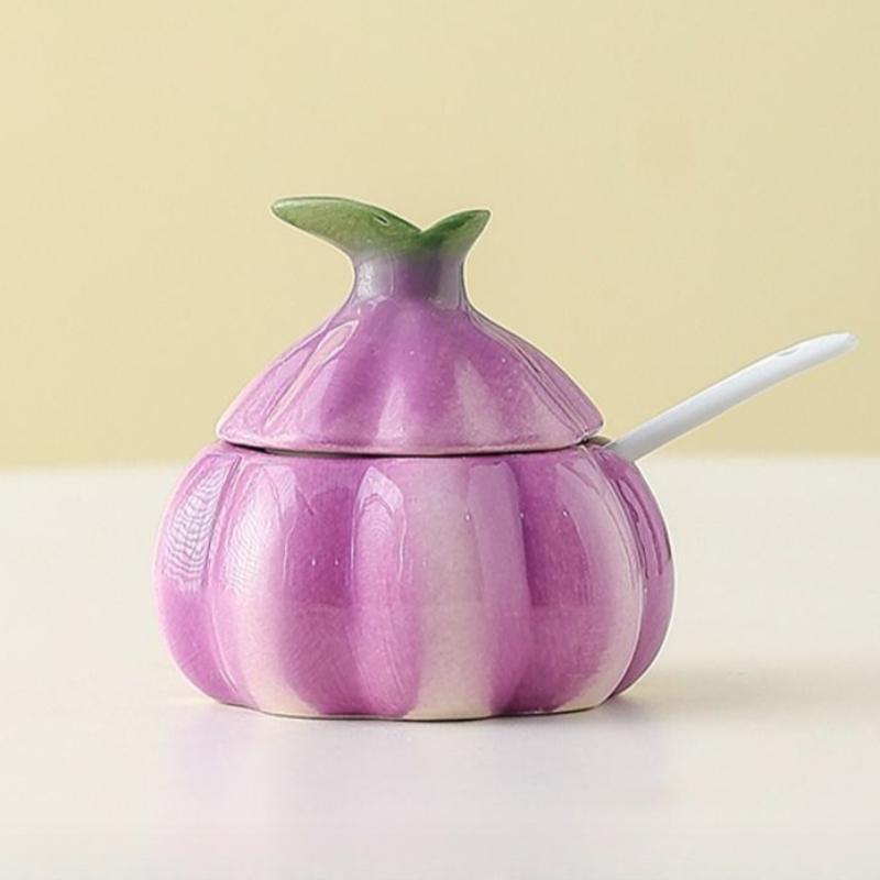Ceramic onion seasoning jar Household kitchen Salt jar seasoning box Seasoning bottle seasoning box Sugar  jar Kitchen with lid
