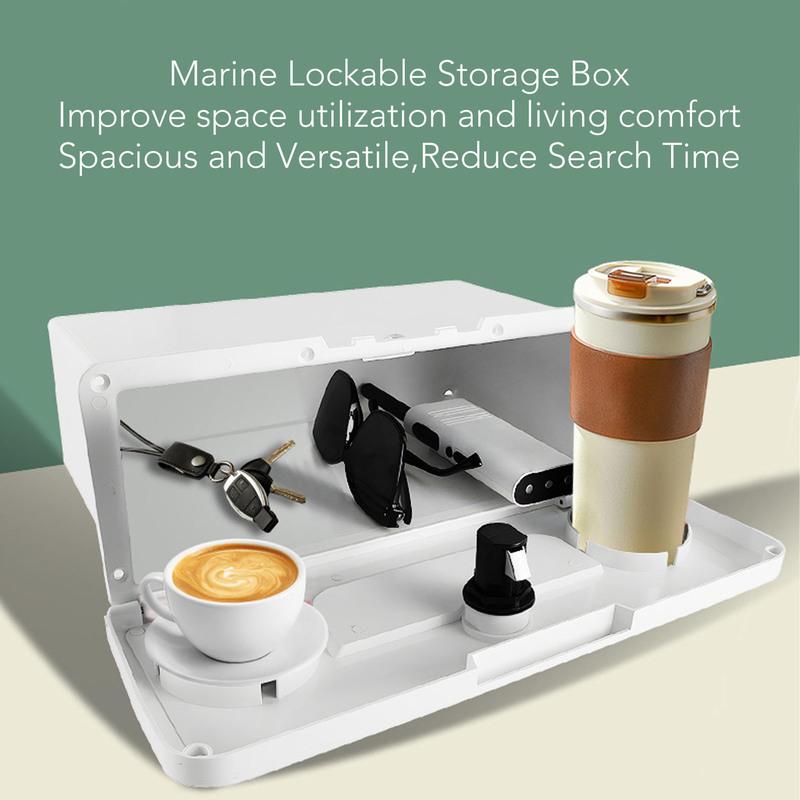 Boat Storage Box Multifunctional Cup Holder Design Rain Proof Sealing Yacht Dock Box with  Button Lock Yacht Dock Box