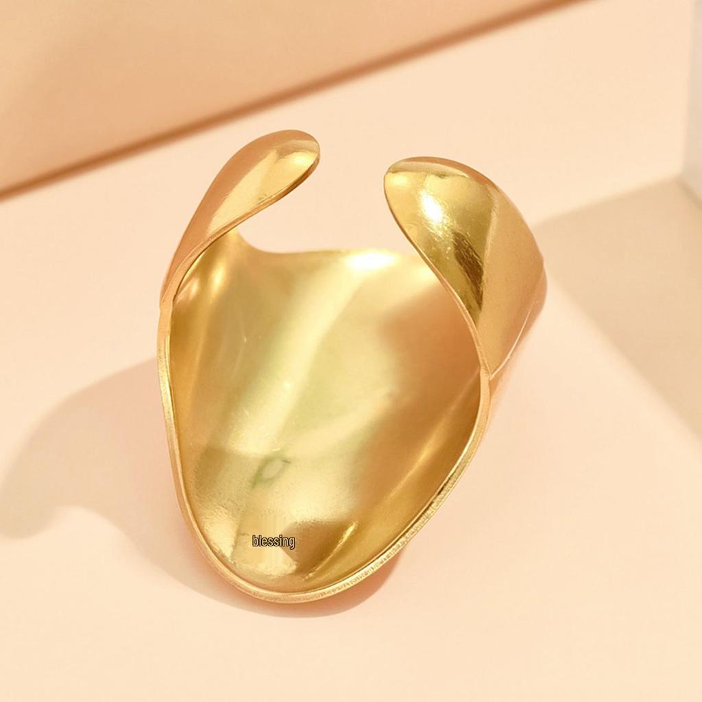 Retro Geometric Wide Band Stainless Steel Adjustable Ring
