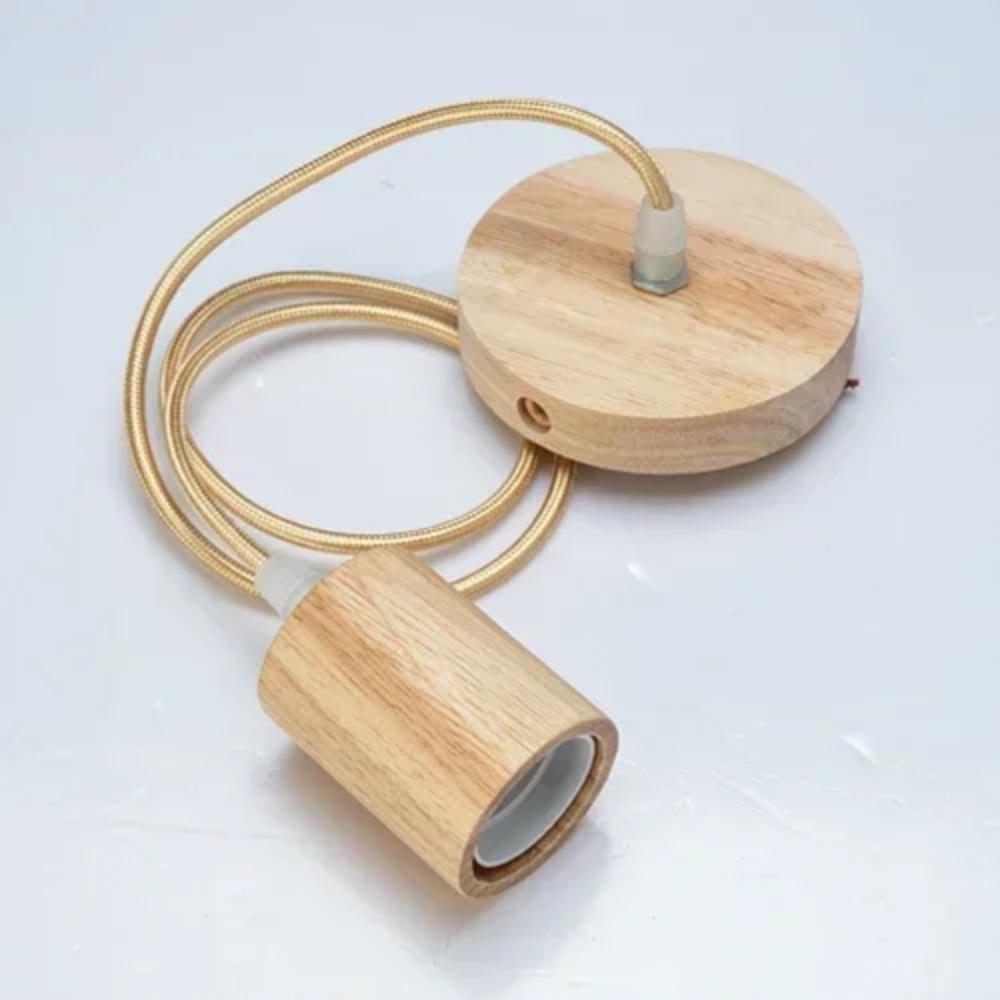 Nordic Wood Pendant Lamp E27 Wooden Pendant Lights for Bedroom Home Living Room Decor Log Color Vintage Hanging Light Fixture