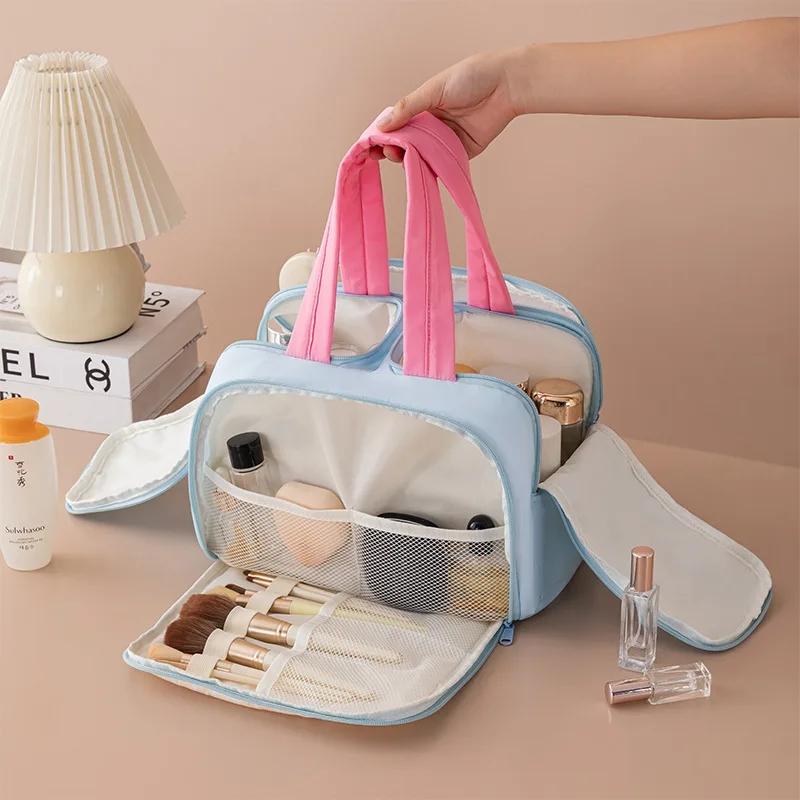Cartoon Pattern Cute Portable Lightweight Makeup Bag Women's Travel Storage Bag Handheld Organizer Cosmetic Pouch Wash Bag
