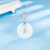 Retro Safety Buckle Wealth Pendant Necklace Women'S Light Luxury Imitation White Jade Pendant National Style Round Necklace Collarbone Chain