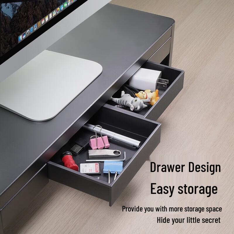 Luwei Monitor Riser with USB Hub and Storage Drawer