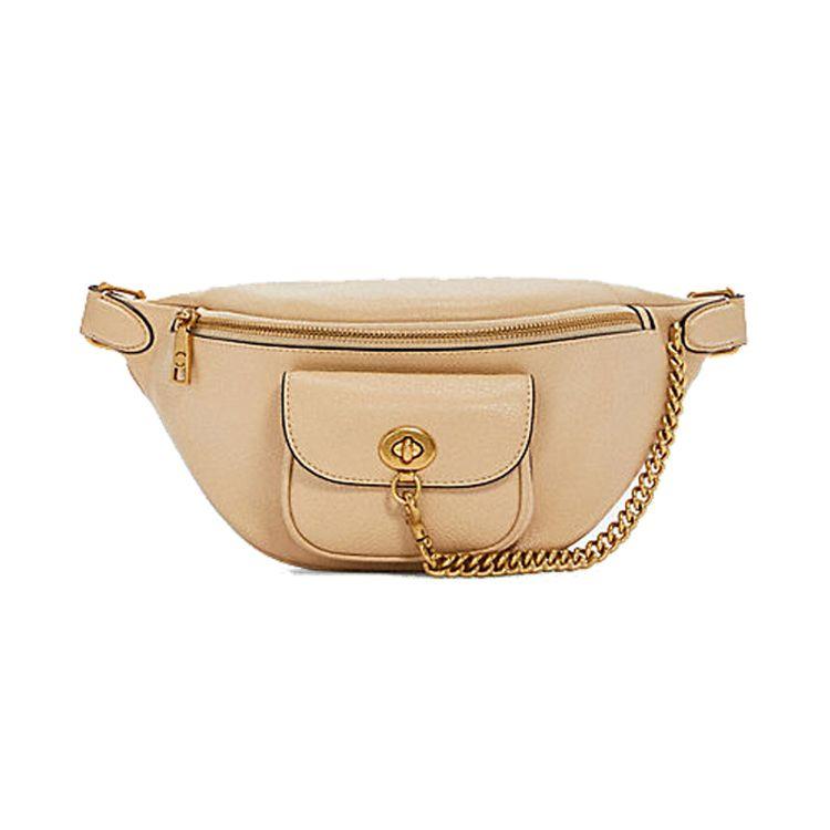Coach Leather Zipper Turnlock Chain Strap Decorative Chest Waist Bag Women Waist Bag Beige C6510-IMM6H Basic Set BagDust Bag 20590₽