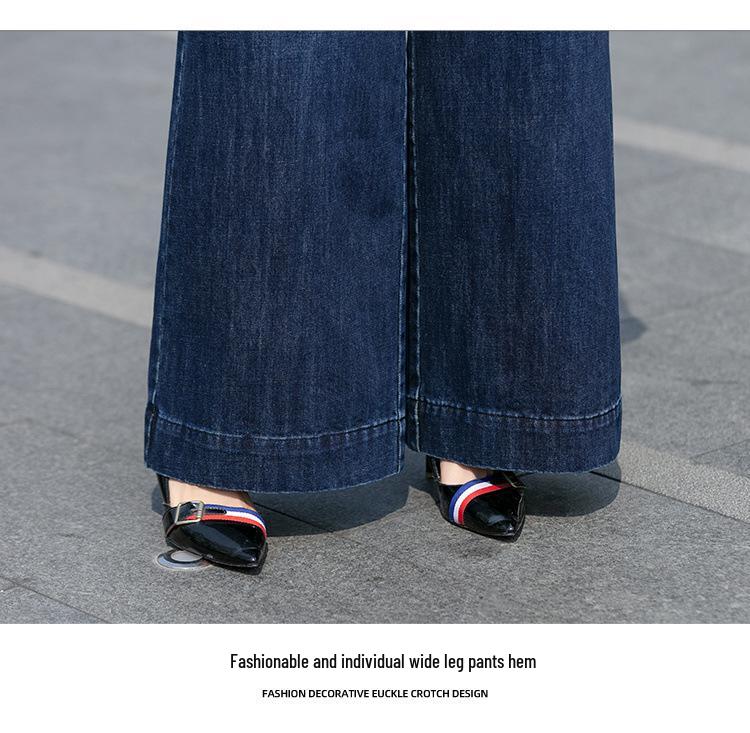 New Plus Size High-Waisted Wide-Leg Jeans for Women - Spring/Summer Loose, Slimming, 9/10 Length