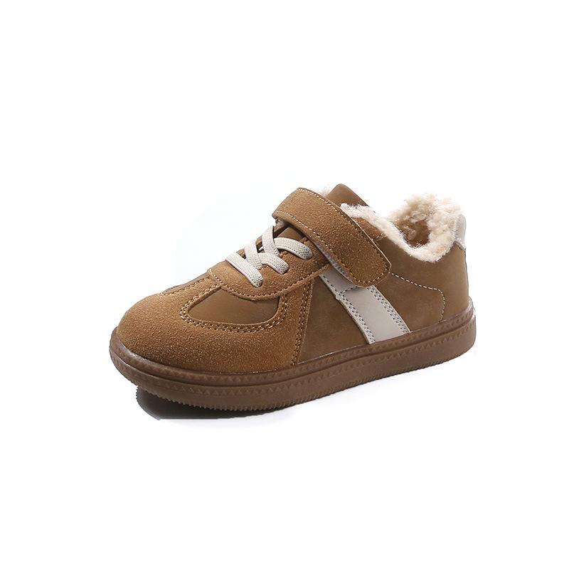 

Флисовые утепленные кроссовки для маленькой девочки 2025 зима взрыв моды универсальные мальчиковые кеды на мягкой подошве на липучке 26-30 yards, 5 pairs in one hand хаки