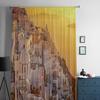 Pôr do sol na vila de Oia na ilha de Santorini Cortinas de tule transparente para sala de estar, quarto, cozinha, decoração, cortinas de organza de voile