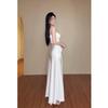 Celebrity White Lace Fishbone Suspender Party Birthday Dress Dress Femininity Skinny