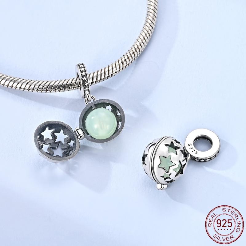 Hollow Stars Luminous Charms Bead Copper Dangle Pendant Fit Bangle Bracelet Necklace Diy Jewelry