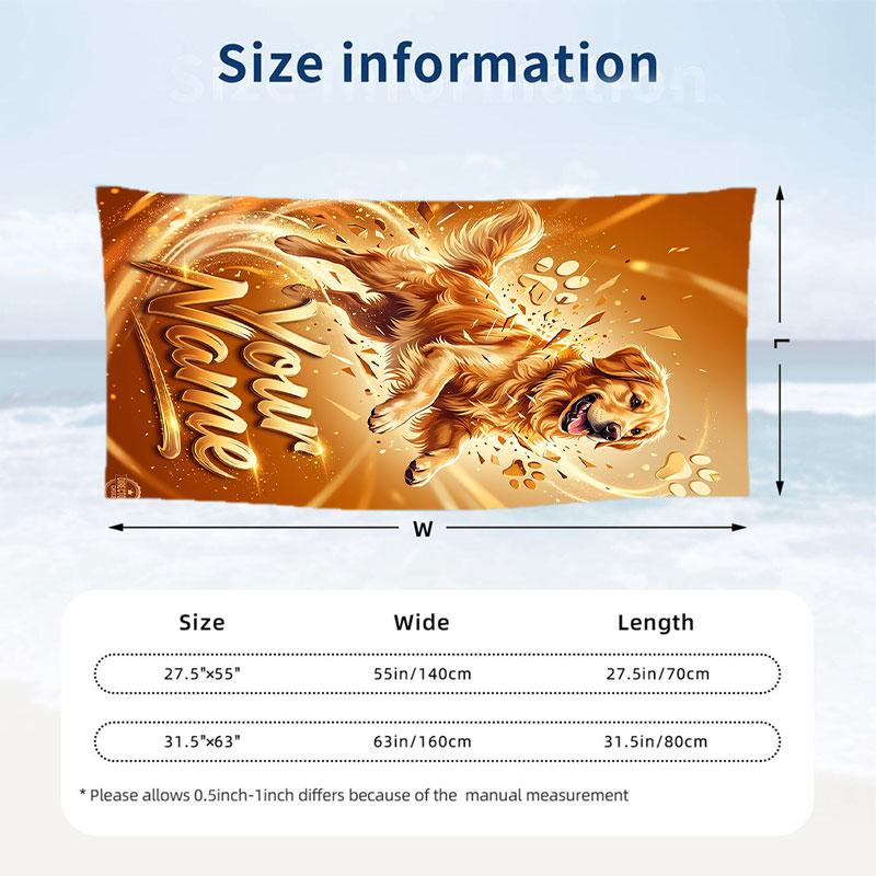 Decorative Artwork Theme Beach Towel Personalized Custom Name & Text Soft Quick Dry Beach Towel for Swimming Travel