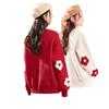 New autumn and winter lazy wind over red knitted sweater loose round neck milk whirring soft waxy festive pullover sweater