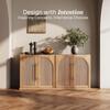 65 Tall Freestanding Accent Cabinet with Adjustable Shelves, Arched Design & Gold Handles for Living, Dining Rooms or Entryways