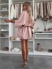 2025 Global Trend: Women's Versatile Solid Color Casual Round Neck Tie Dress
