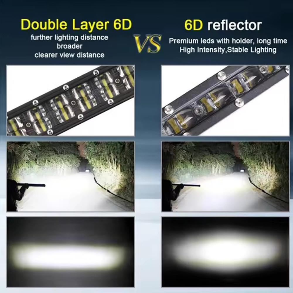 6D Lens Ultra Strip LED Light Bar 8" 14" 20" inch Driving Fog Lamp Work Light 4x4 Led Bar for Motorcycle Offroad SUV ATV Tractor