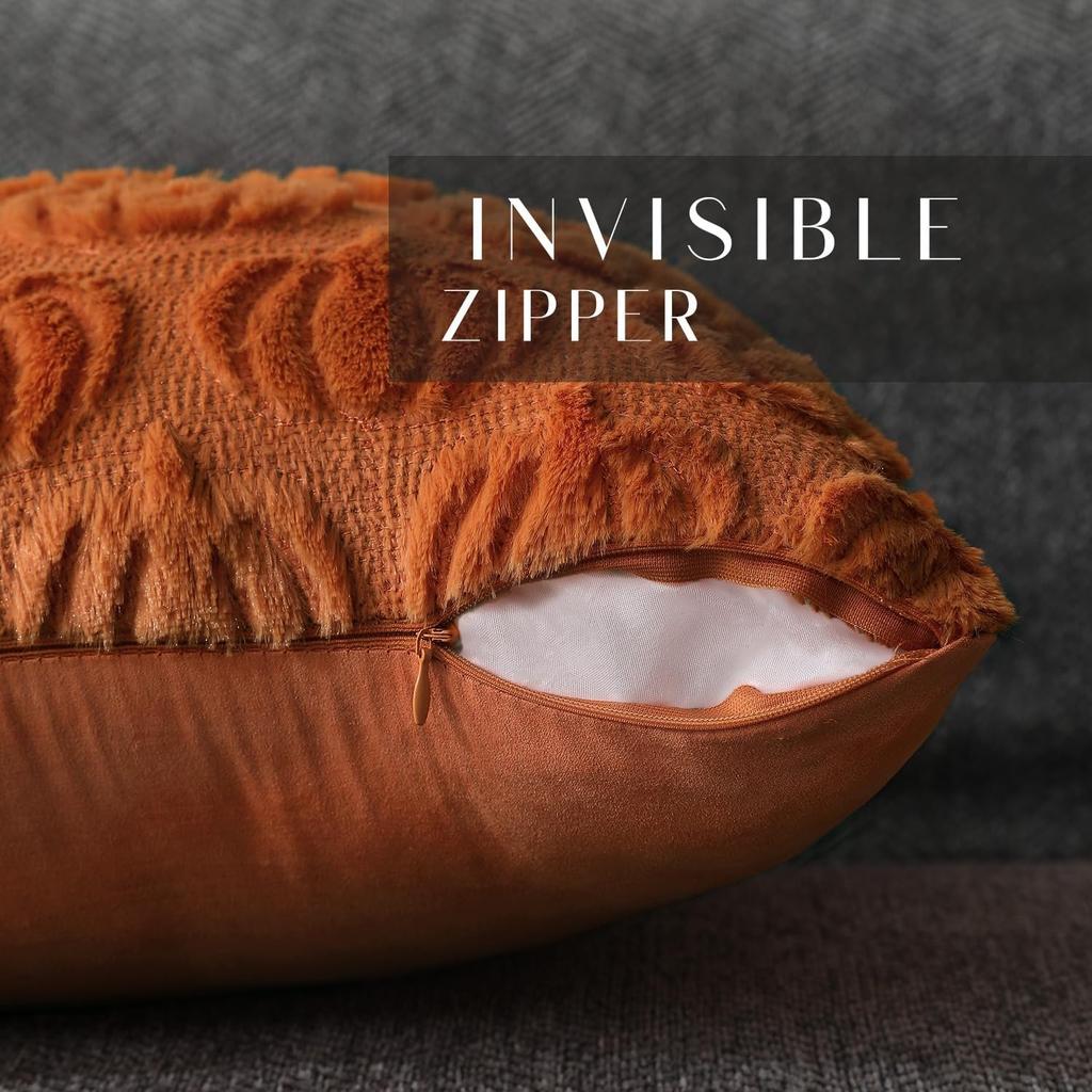 Halloween Pillowcase Fall Pumpkin Plush Solid Color Hidden Zipper Square Velvet Bedroom Living Room Sofa Decor Pillow Cover 45CM