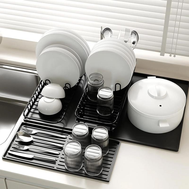 

1Set Dish Drying Pad Rectangular Coffee Maker Multipurpose Coffee Mat Espresso Machine Silicone Countertop Protector 2-in-1