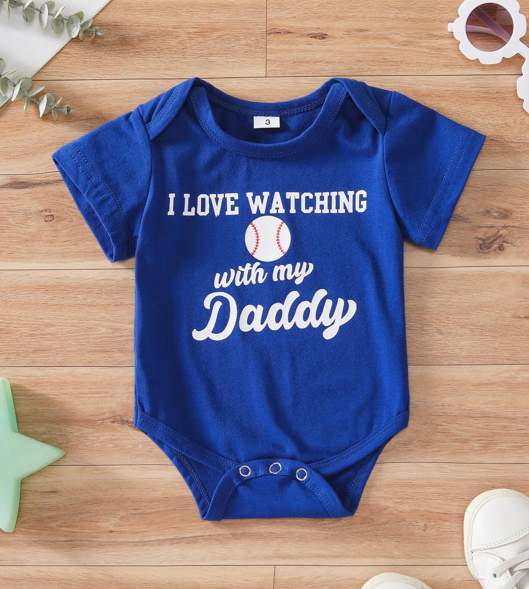 

Цельный комбинезон с короткими рукавами для новорожденных от 0 до 1 года с принтом букв 3-6m синий