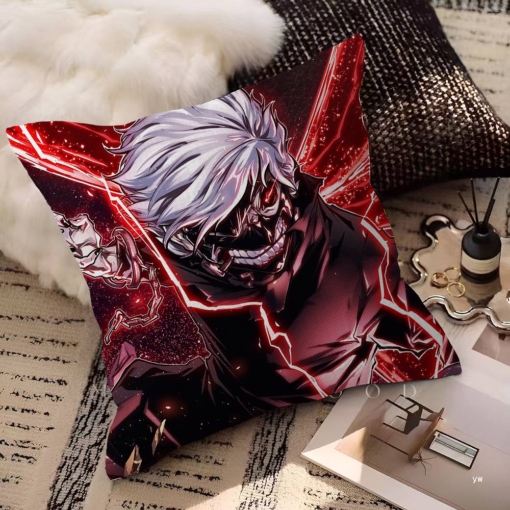 Anime Tokyo Ghoul Decorative Room Aesthetics Pillow Case Home Decor Bedroom Sofa Bed Couch Pillow Cover 45X45