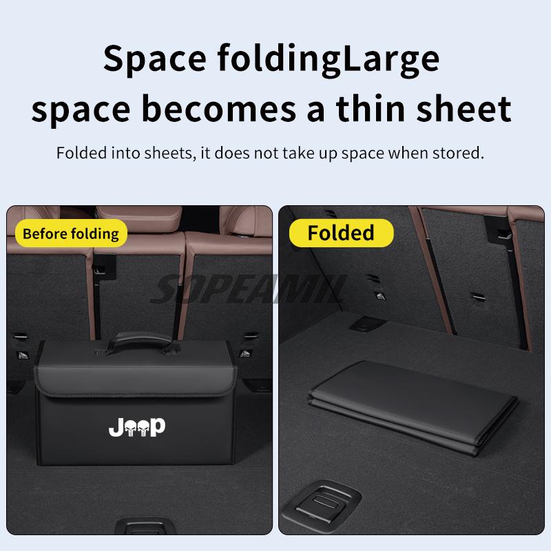 Zcfn1 Car Trunk Storage Box Organizer Foldable Stowing Tidying Bag For Jeep Wrangler Renegade Patriot Grand Cherokee Compass Wagoneer