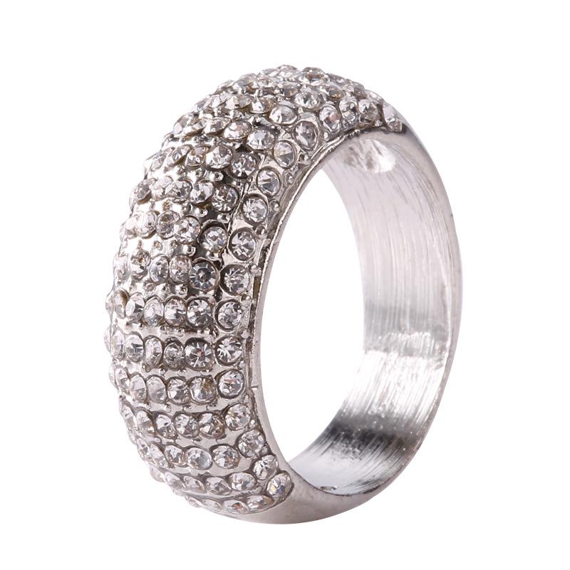 New European  American Style Versatile Rhinestone Water Diamond Ring Size 8