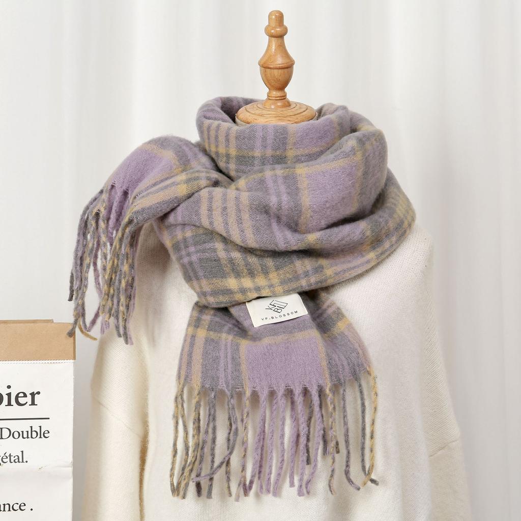 New Maillard Striped Thick Tassel Big Braid Plush Scarf Winter Warm Thickened Lazy Student Scarf