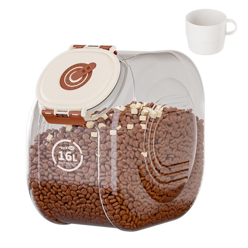Large Capacity Sealed Moisture-Proof Pet Food Storage Bucket, Transparent for Cat and Dog Food