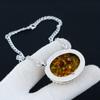 Baltic Amber Gemstone Jewelry Necklace, Baltic Amber 925 Sterling Silver Charm Necklace For Wedding Gift, Baltic Amber Necklace For Women