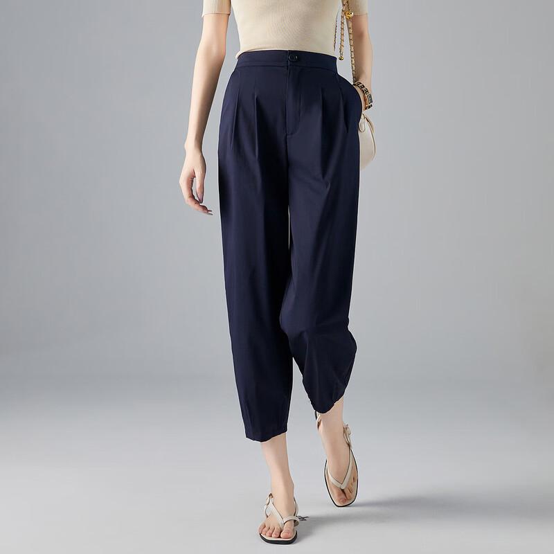 Demana Women's Elastic Waist Cropped Casual Pants