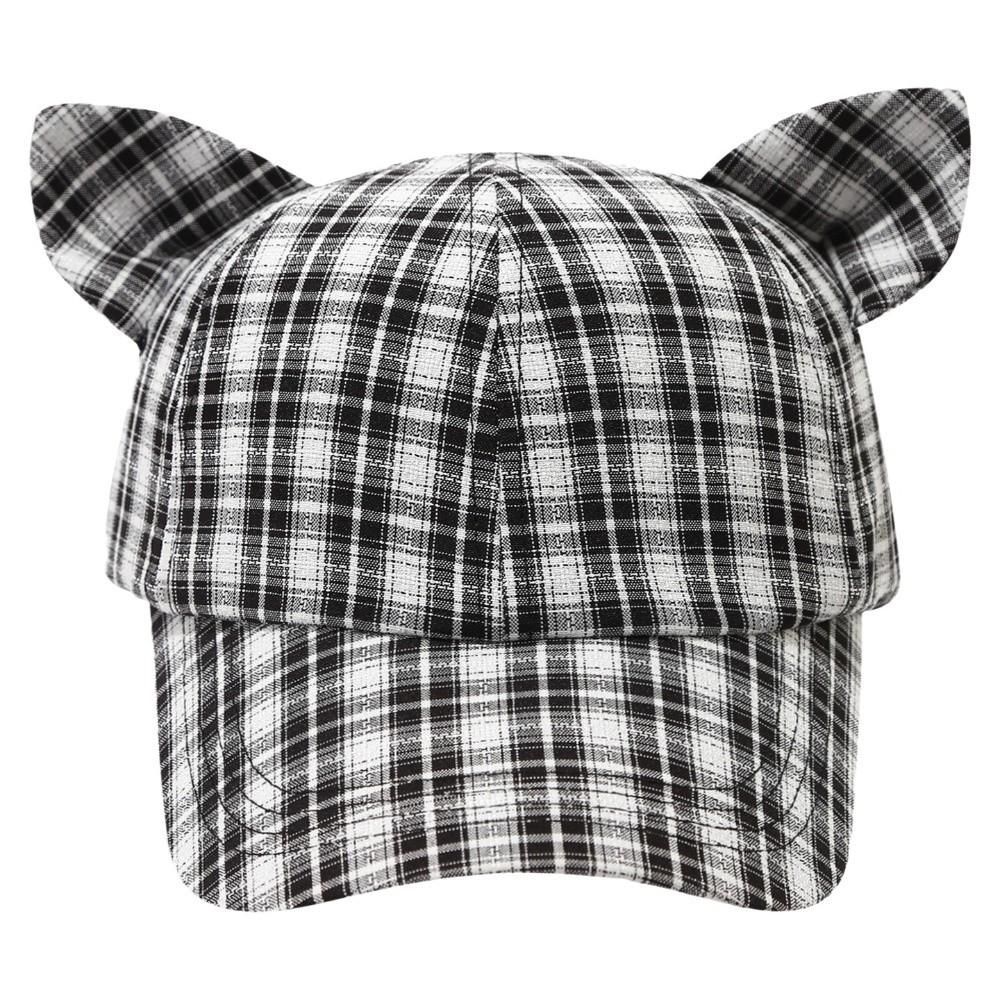 Breathable Cat's Ears Baseball Cap Cute Design Sweet Style Cat Ear Bow Baseball Cap Retro Fashion Cartoon Pattern