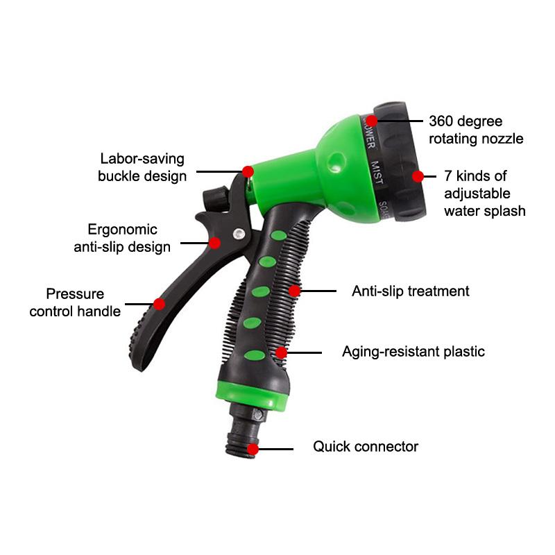 Garden Hose Spray Nozzle 7 IN 1 Adjustable Safe Non-Toxic Material for Kids Water Play Lawn Watering Car Washing Home Use