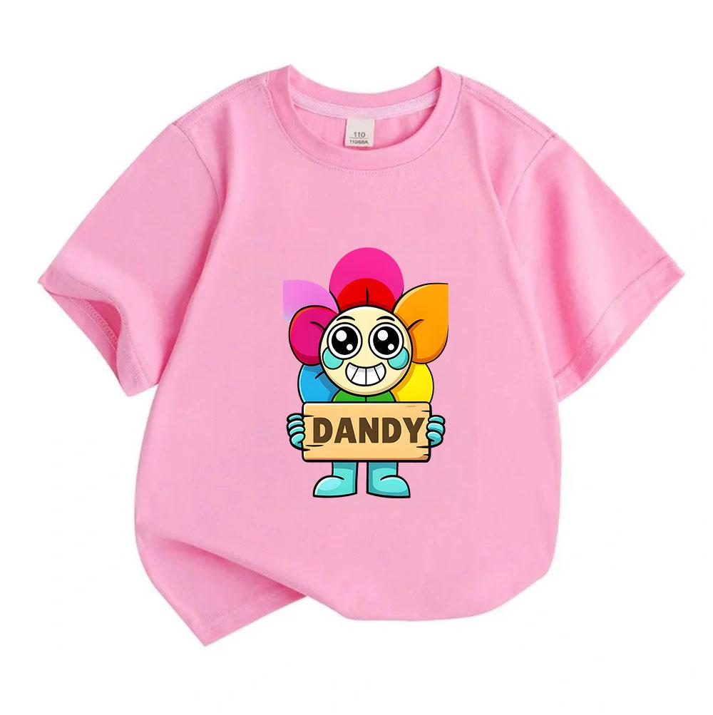 Kids Boys Girls 100% Cotton Crew Neck Short Sleeve T-Shirt Cute Rainbow Flower Dandy Cartoon Graphic Casual Comfortable Breathable Tee for Daily Outdo