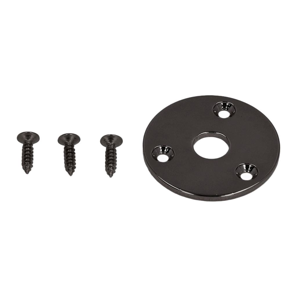 Guitar Socket Plate Round Metal Input Output Cover Replacement Hardware for Bass with Mounting Screws
